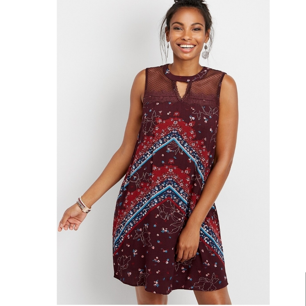 NWT Maurices Chevron Crocheted Yoke Dress